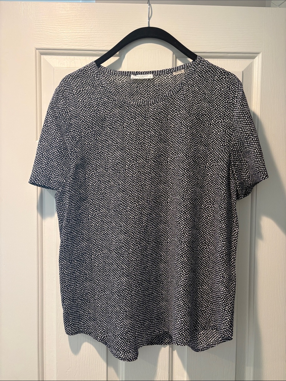 Equipment Black and White Silk Microdot Short-Sleeve Tee